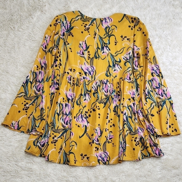 Free People OB815445 Bella Golden Yellow Floral Tunic / Mini Dress Size Small - Picture 11 of 16